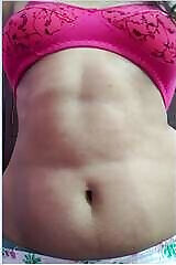 Small boobed beauty in hot pink bra flirting with the camera. | desi girl indian